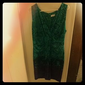 Calvin Klein Sleeveless Green & Purple Dress